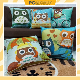 vỏ gối vuông tựa lưng trang trí sofa 45x45cm hoạ tiết CÚ MÈO