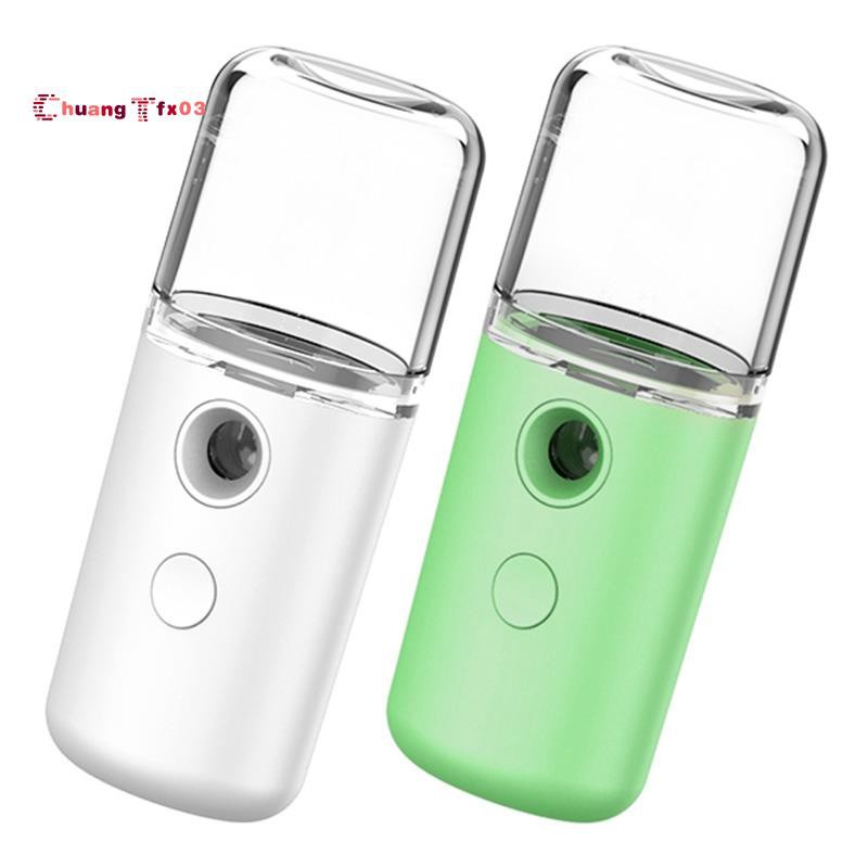 2 Set Mist Sprayer Mini 30Ml Nano Face Spray Body Steamer Moisturizing Skin Care Humidifier Instruments(White & Green)