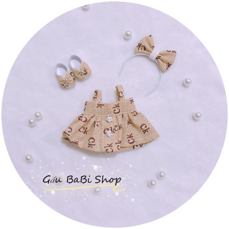 Đầm tặng cài cho búp bê size 1/8 bjd, bru, baboliy,5inch,ob11, ddf, animator, 1/6 blythe, babies, xinji