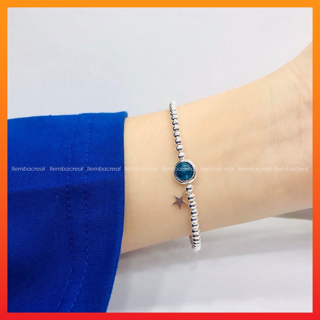 Lắc tay bi đá xanh HĐ chất liệu bạc ta cao cấp, lắc tay bi tùy chỉnh kích cỡ | BigBuy360 - bigbuy360.vn