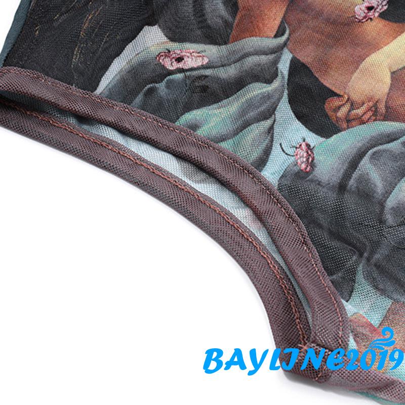 Áo Lửng Không Tay In Họa Tiết 3D Phong Cách Vintage Thời Trang Mùa Hè Dành Cho Nữ