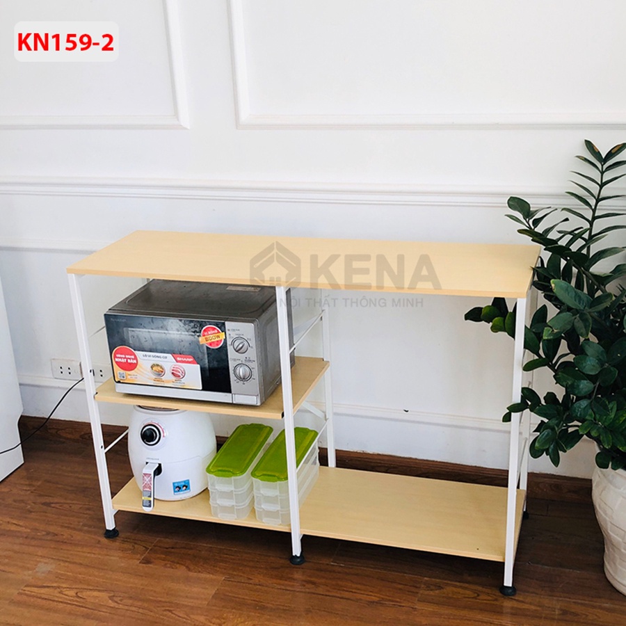 Kệ để lò vi sóng nồi cơm điện Kena KN1592 khung sắt kết hợp mặt kệ gỗ phủ melamine