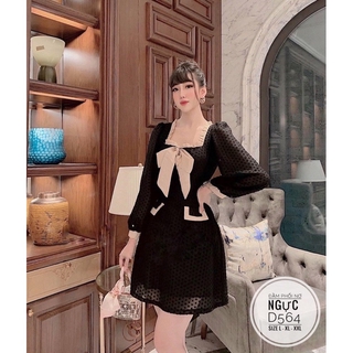 Bigsize Đầm phối nơ ngực D564