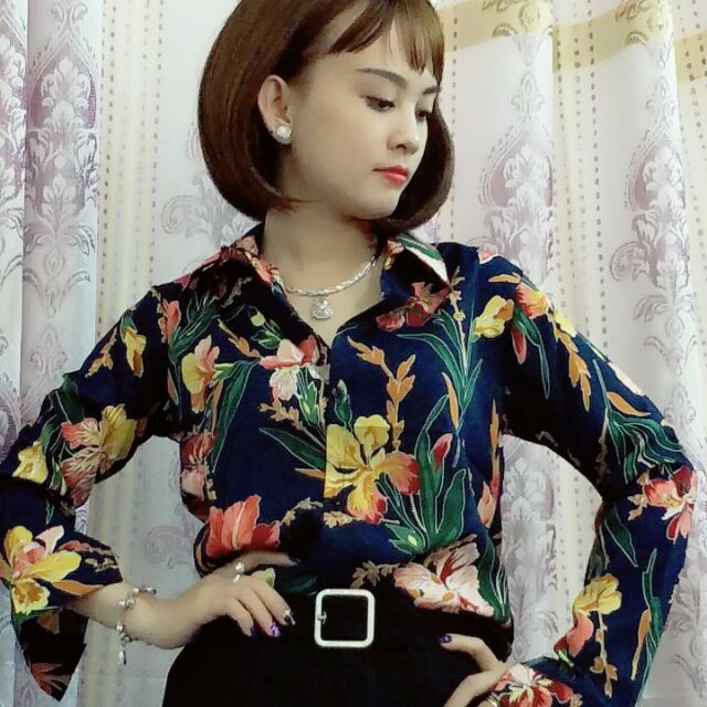 Sơmi lụa hoa 3d cao cấp