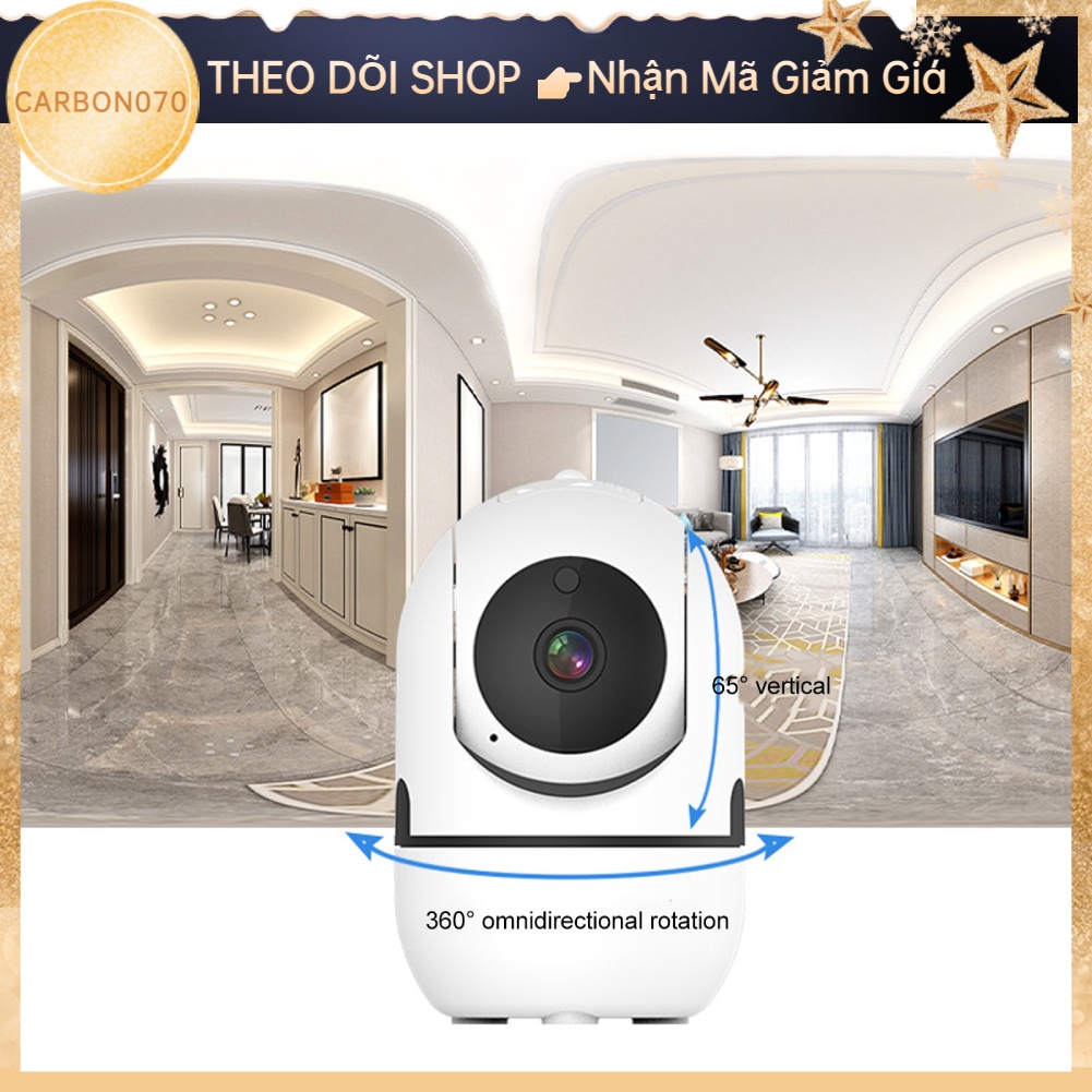 [Hàng HOT] Camera Wifi Xoay 360 Độ Quay Ban Đêm 1080P 100-240V Màu Trắng giám sát gia đình, văn phòng【Carbon070】