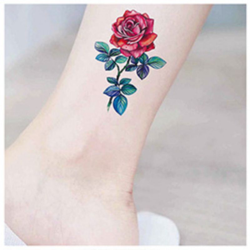 Hình xăm hoa hồng có gai g04. Xăm dán tatoo mini tạm thời, size &lt;10x6cm