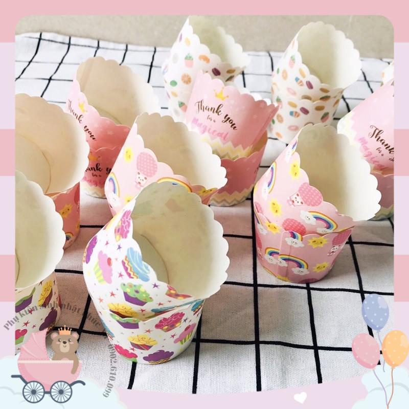 Set 50 ly cupcake nướng bánh muffin (không cần khuôn) giấy cứng