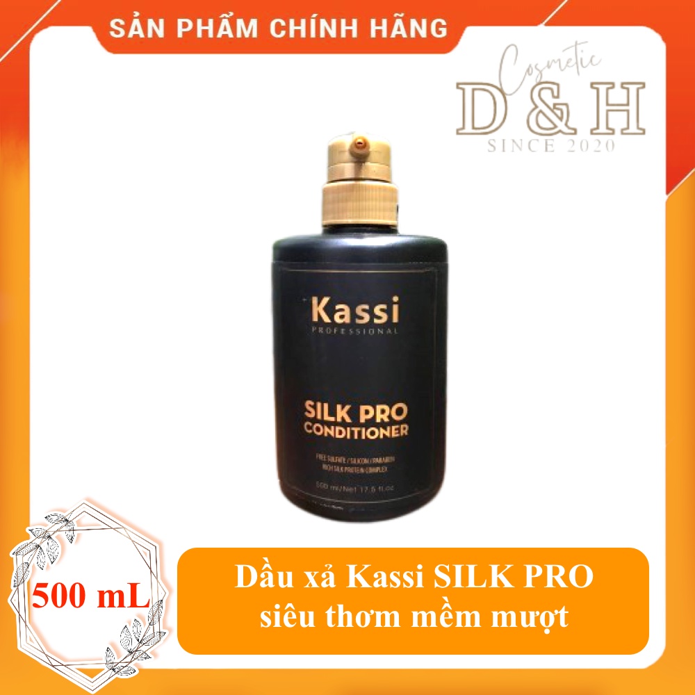 Dầu xả Kassi SILK PRO 500ml siêu thơm mềm mượt phục hồi giữ màu tóc uốn duỗi nhuộm
