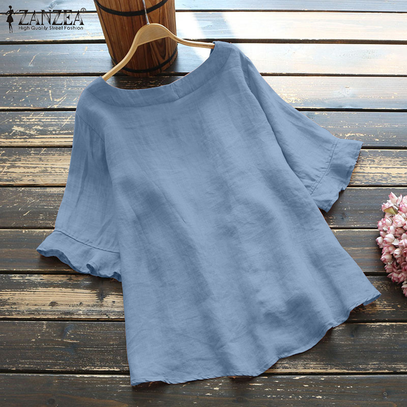 ZANZEA Áo Peplum Tay Ngắn Thời Trang Dành Cho Nữ