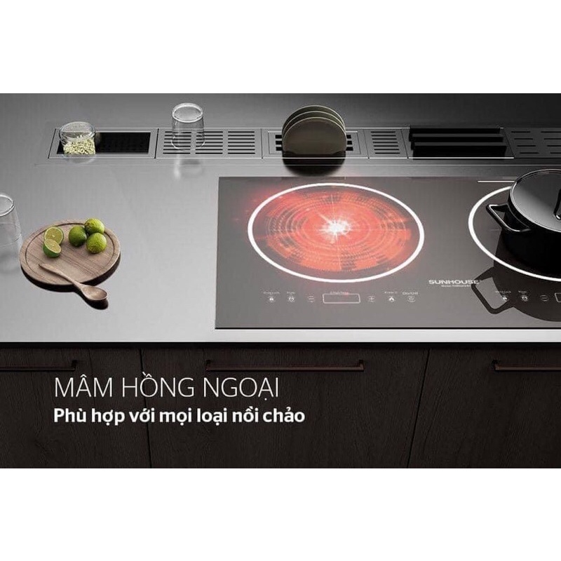 Bếp điện từ đôi Hồng ngoại Sunhouse SHB9002-EC