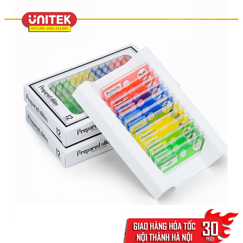 Bộ 12 Tiểu Bản Mẫu Vật Của Động Thực Vật Dùng Trên Kính Hiển Vi