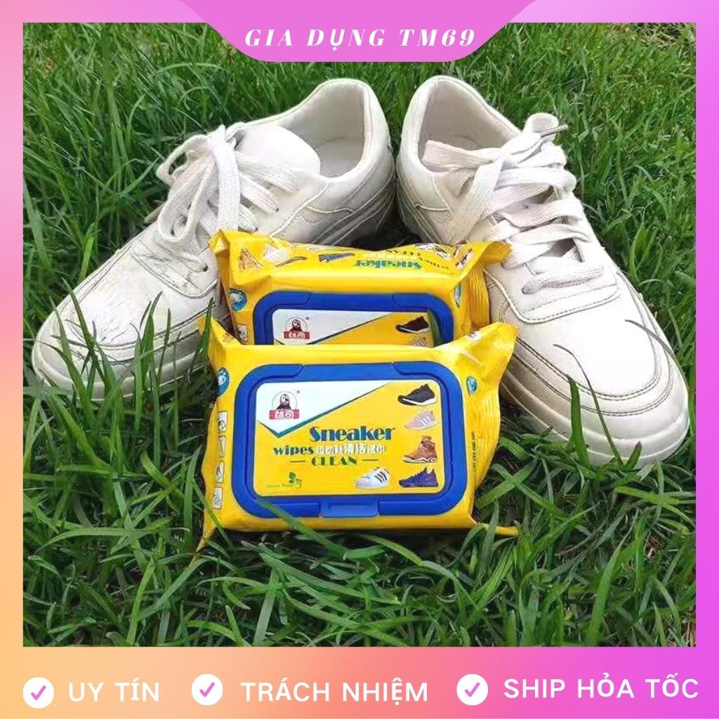 Giấy Lau Giày Sneaker Siêu Sạch Hộp 30 Tờ Không Hoá Chất Làm Hại Vải, Khăn Ướt Lau Giày Tiện Lợi