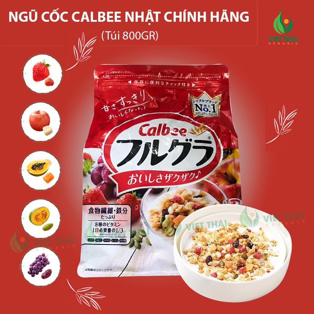 Ngũ cốc Calbee Nhật Bản hoa quả , trái cây dùng ăn sáng - ăn kiêng giảm cân ( 800G )