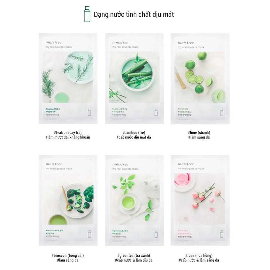 Mặt nạ giấy làm mịn & sáng da từ lựu innisfree My Real Squeeze Mask - Pomegranate 20ml | BigBuy360 - bigbuy360.vn