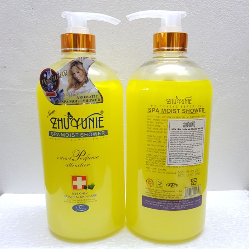 Sữa tắm thơm và trắng mịn da ZHUYUNIE whitening beatyful spa moist shower 1000ML