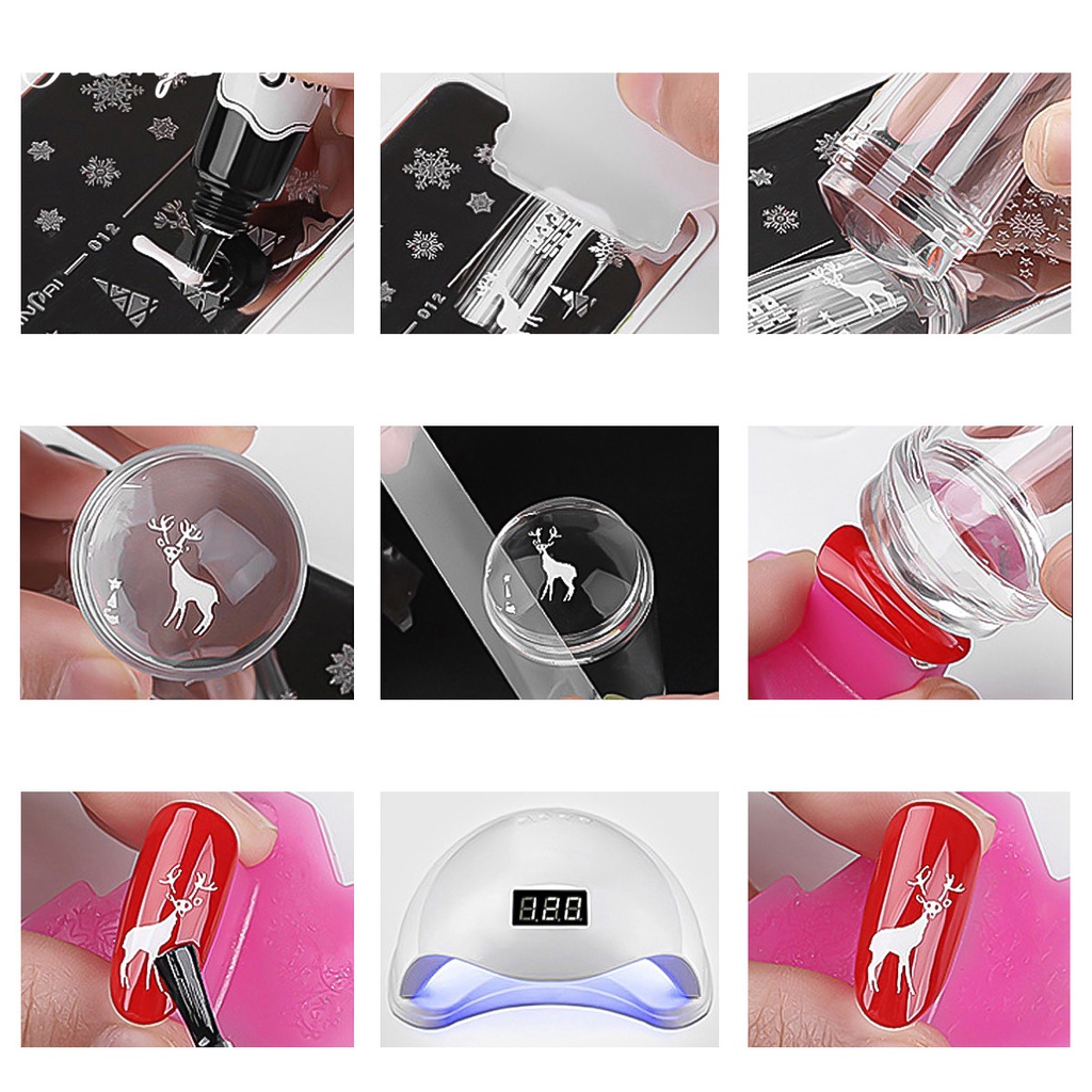 Dụng cụ in làm móng nghệ thuật MONJA silicone 4 màu sắc tùy chọn có tấm cạo