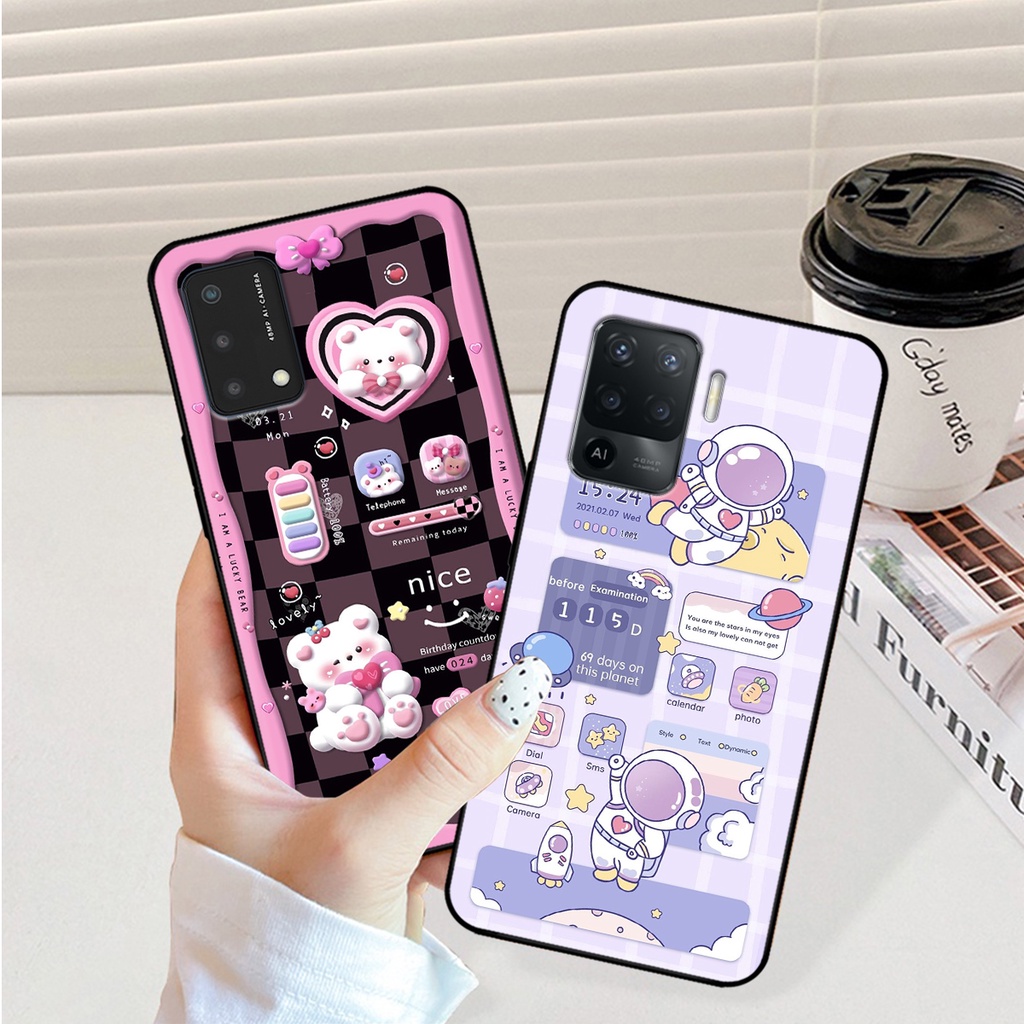 Ốp lưng Oppo A74 - Oppo A94 - Oppo A95 hình gấu, vũ trụ ngân hà chibi. ốp chống sốc bền đẹp