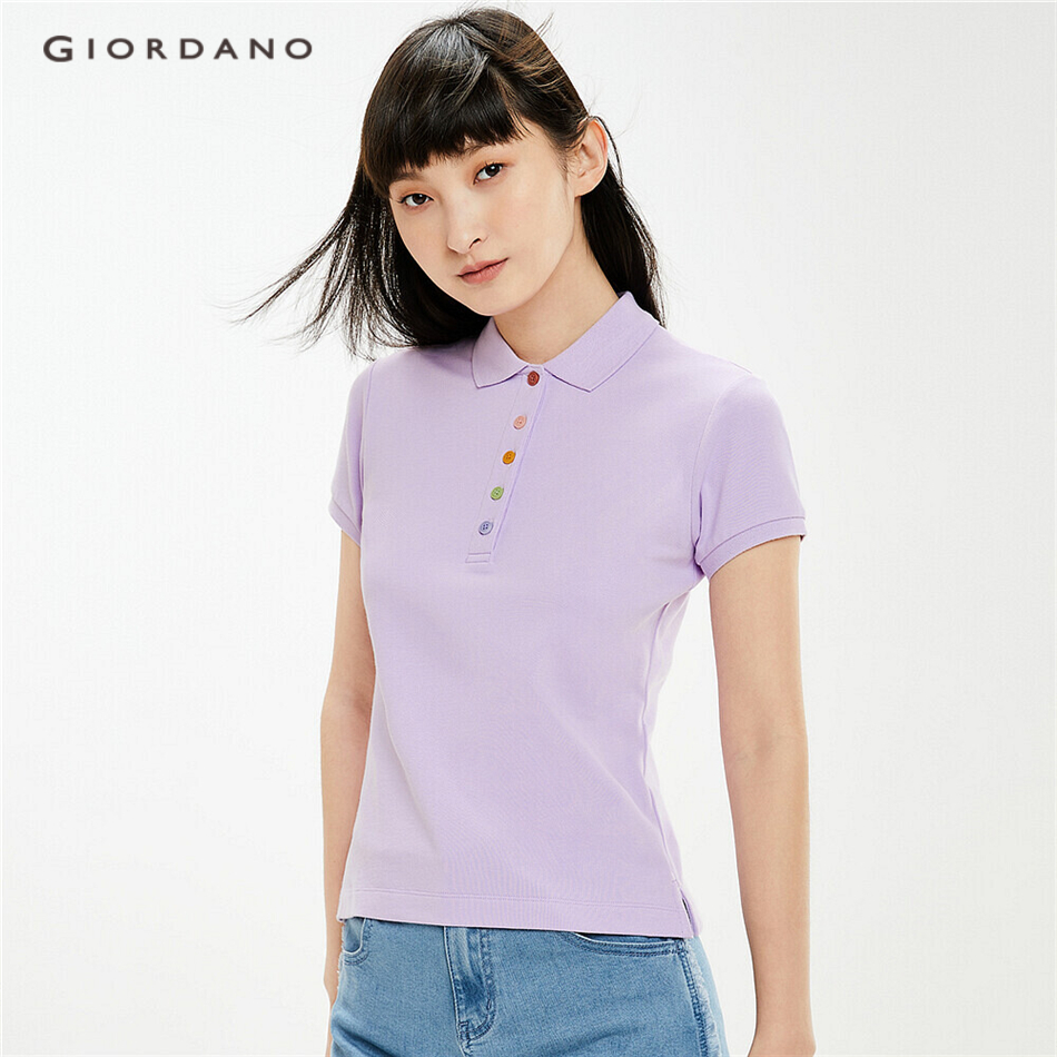 Áo Thun Polo Giordano 05311388 Mỏng Co Giãn Với Nút Màu Cầu Vồng Cho Nữ | BigBuy360 - bigbuy360.vn