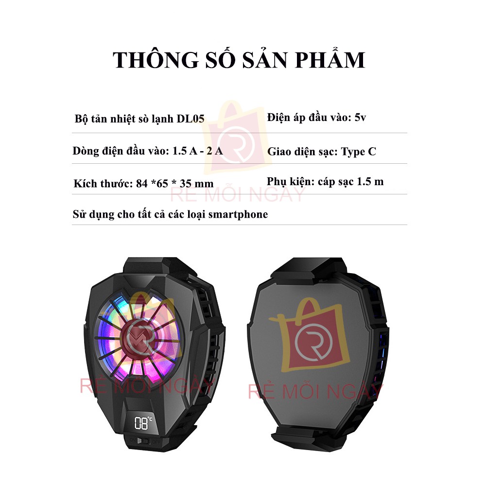 Quạt tản nhiệt điện thoại Memo DL05 - Quạt tản nhiệt sò lạnh bán dẫn làm mát tức thì tăng hiệu năng - Cooling Gaming | BigBuy360 - bigbuy360.vn