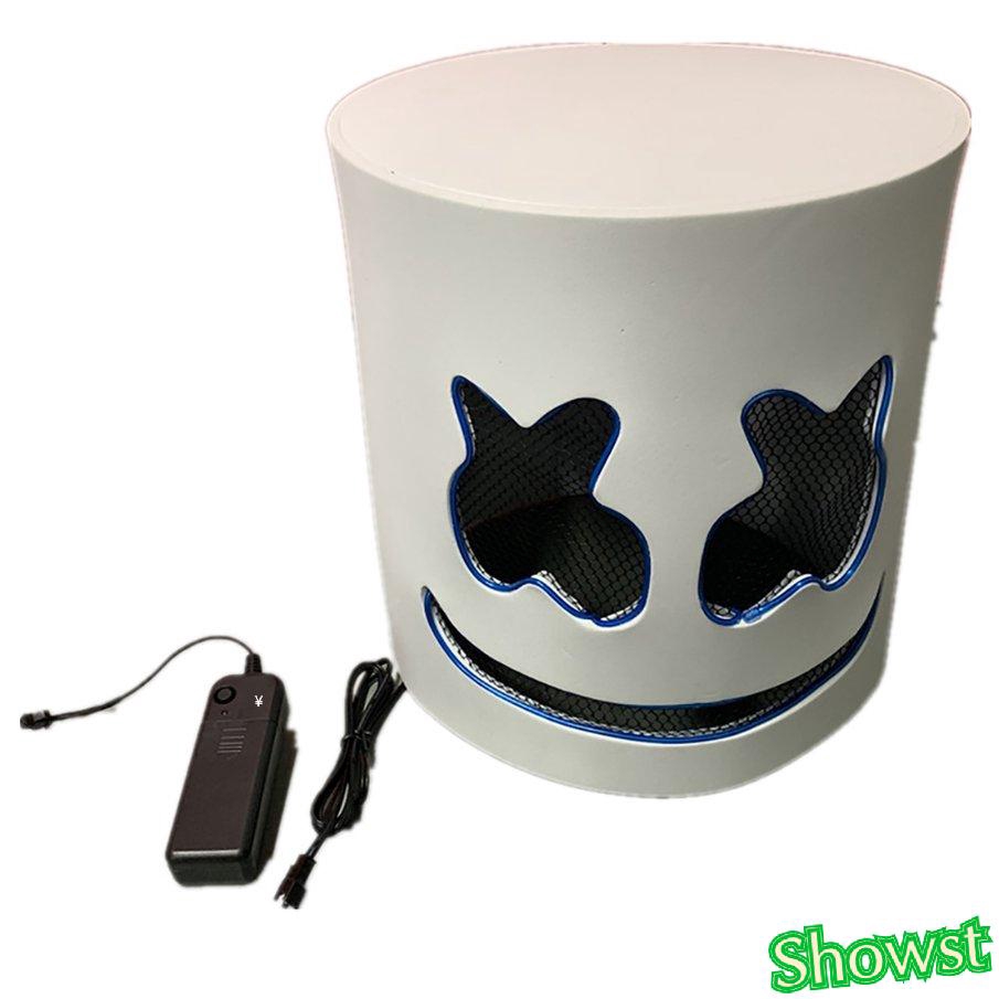 Mặt nạ đeo đầu đèn Led phát sáng phong cách DJ Marshmallow dùng cho Halloween