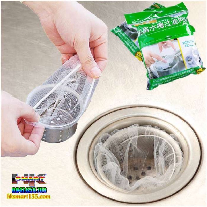 Gói 100 túi lưới lọc rác bồn rửa bát siêu tiện lợi