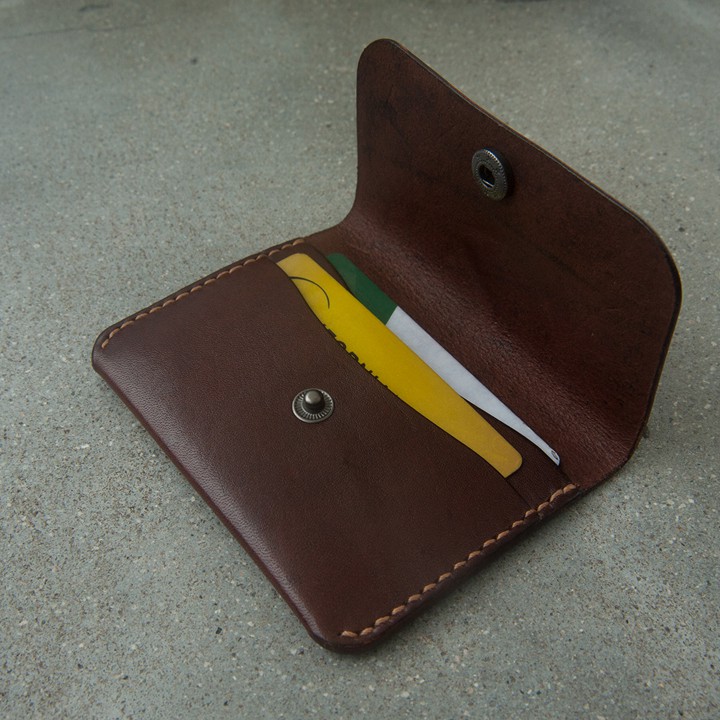 Ví da nữ mini màu nâu - Da bò thật - Đồ da Handmade Mino Crafts