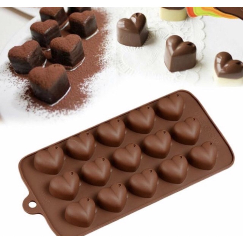 Khuôn Silicon Đổ Thạch/Đá/socola 15 Hình Tim Giọt Nước