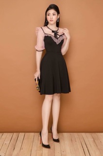 Đầm xoè phối tay ren