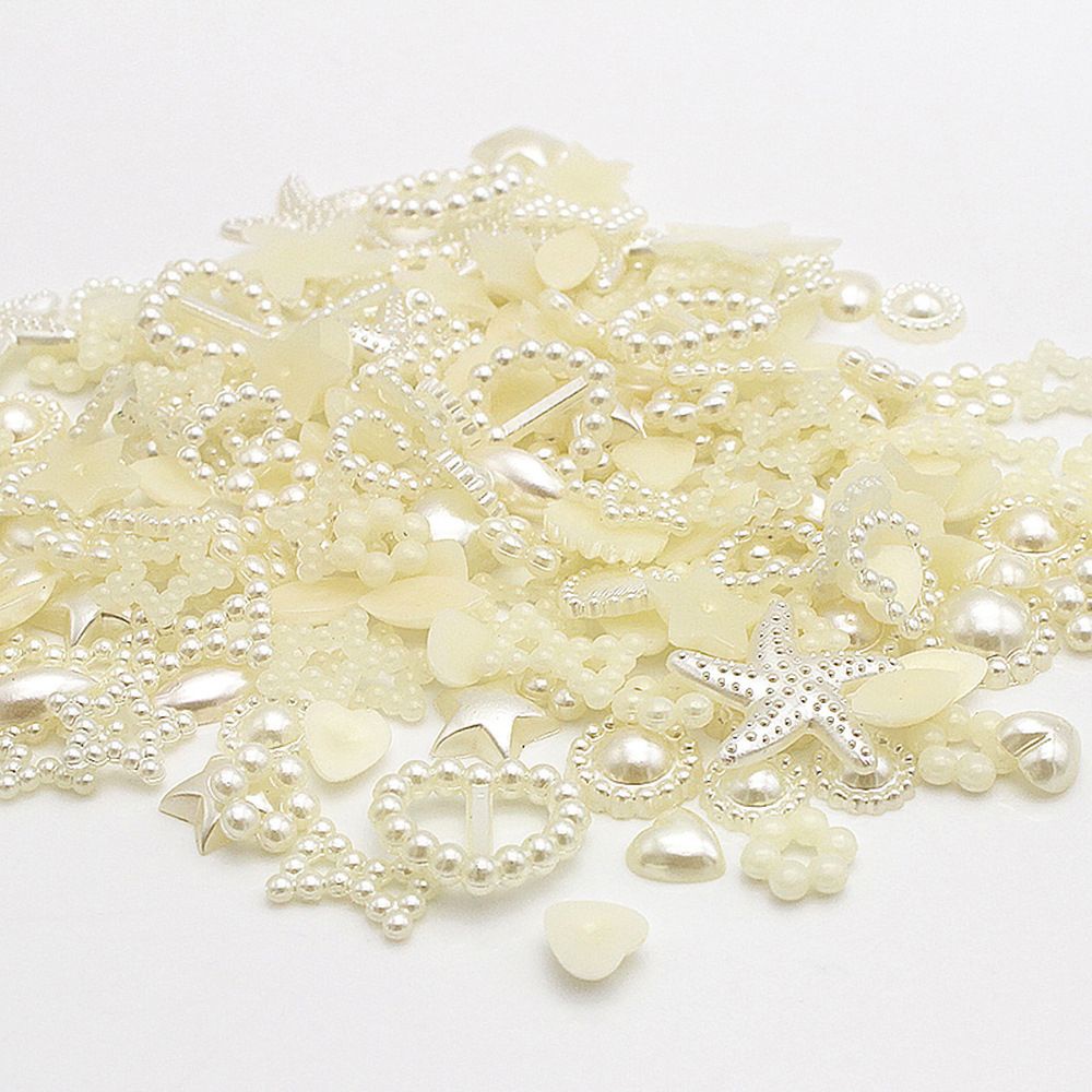 Set 100 hạt ngọc trai nửa tròn bằng nhựa ABS nhiều màu trang trí giày dép/ điện thoại xinh xắn