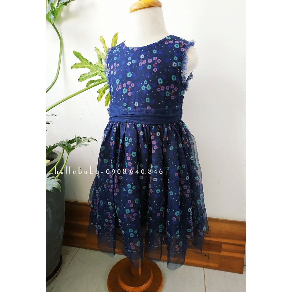 Đầm bé gái Tape a L'oeil xanh navy hoa nhí
