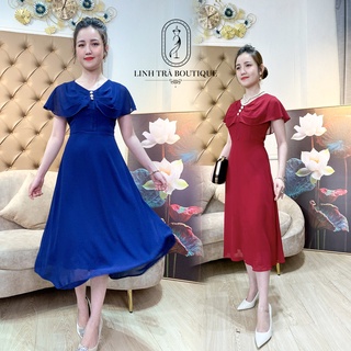 Đầm Suông Trung Niên Linh Trà TM269 Vải Voan Chiffon Cao Cấp Cho Mẹ