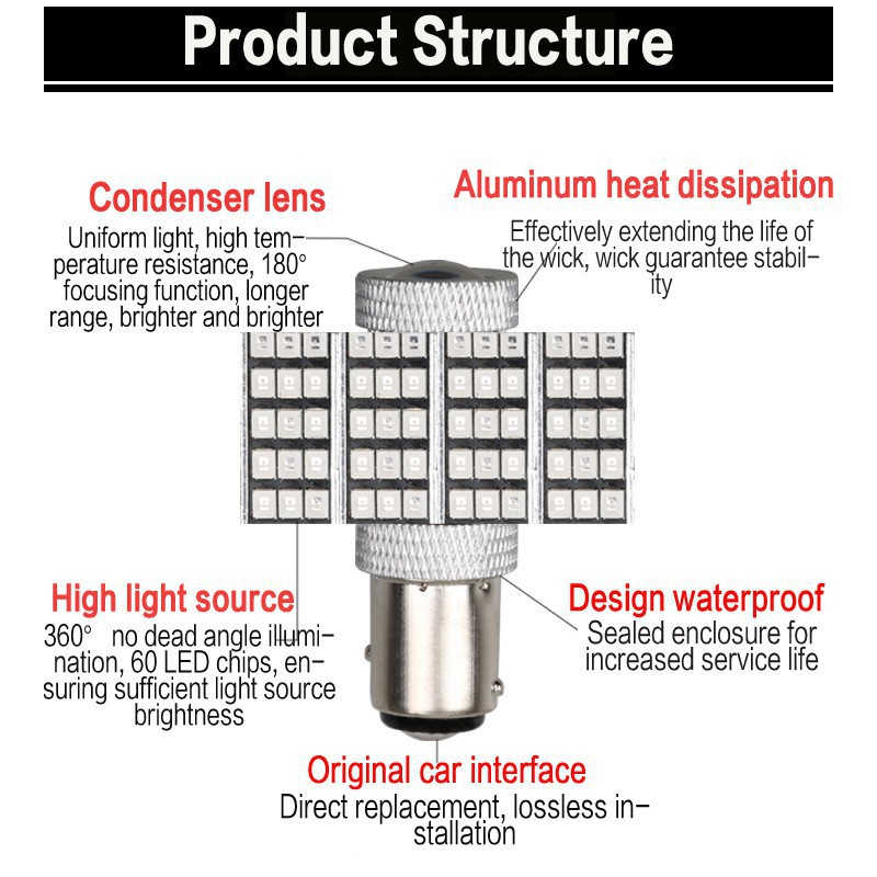 Car motorcycle LED lamp Turn on reverse light Fog light Brake light