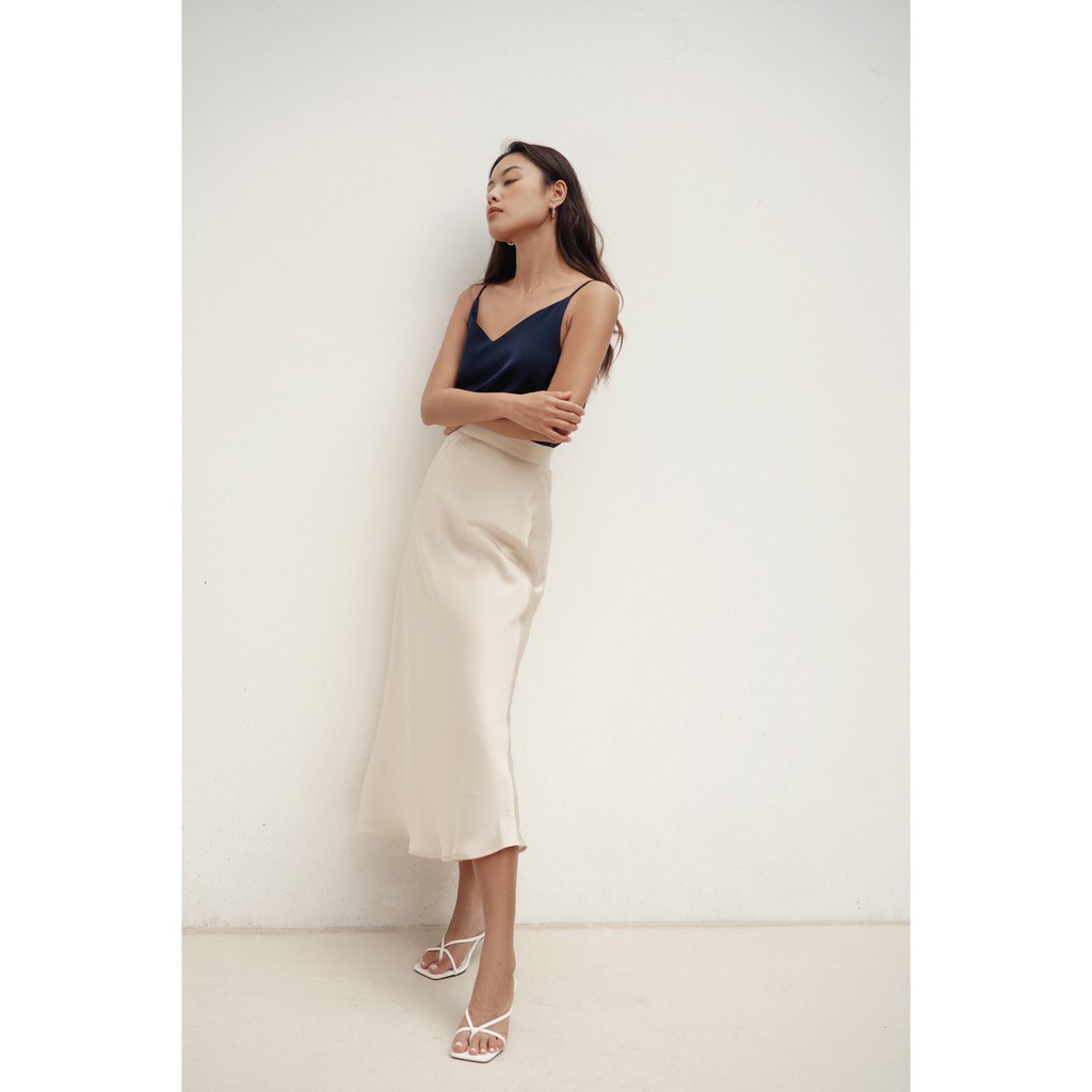 Chân váy midi lụa trơn (Be) _MONOTALK B10001TK | BigBuy360 - bigbuy360.vn