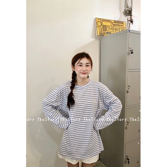 [Mã FAMARAL1 giảm 10K đơn 50K] [STORY MADE] [STR] Áo pull sọc ngang logo su A1568