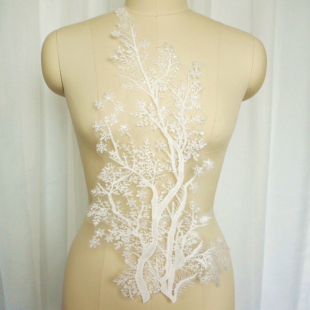 Vải Ren Thêu Hoa Đính Kim Sa Dùng May Váy Cưới diy