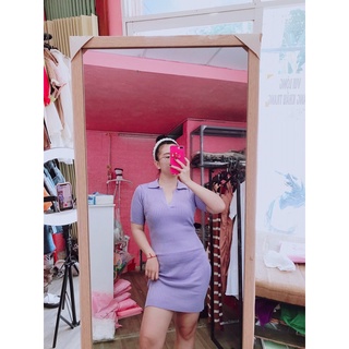 Đầm body len gân