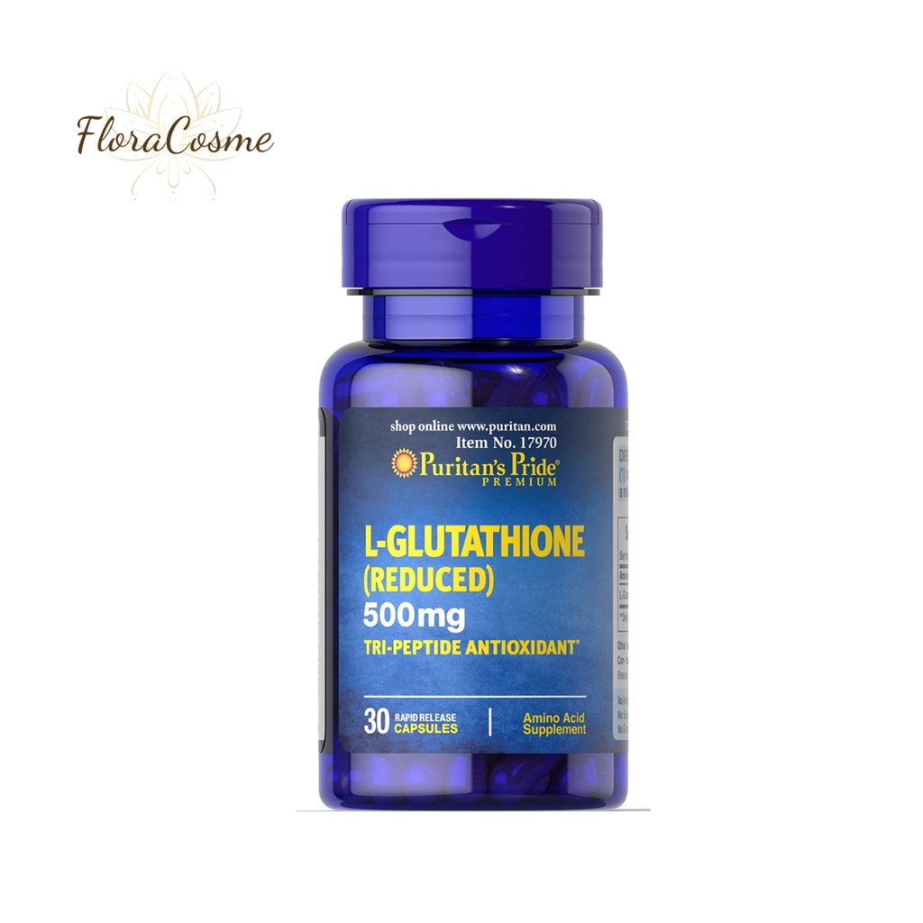 Viên uống trắng da nội sinh Puritan’s Pride L-Glutathione 500mg -viên uống trắng da - Nhập khẩu Mỹ - 30 Capsules