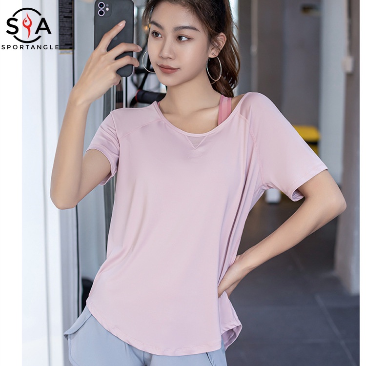Áo thun thể thao phối lưới năng động cho nữ