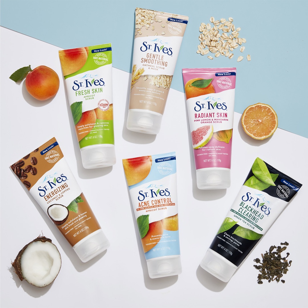 Sữa Rửa Mặt Tẩy Tế Bào Chết Trà Xanh Giảm Mụn Đầu Đen ST.IVES 170g Hasaki Sản phẩm chính hãng