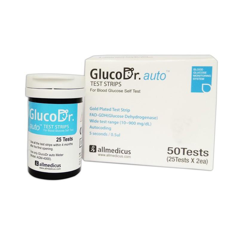 Que thử đường huyết Gluco Dr Auto (2 lọ gồm 50 que)