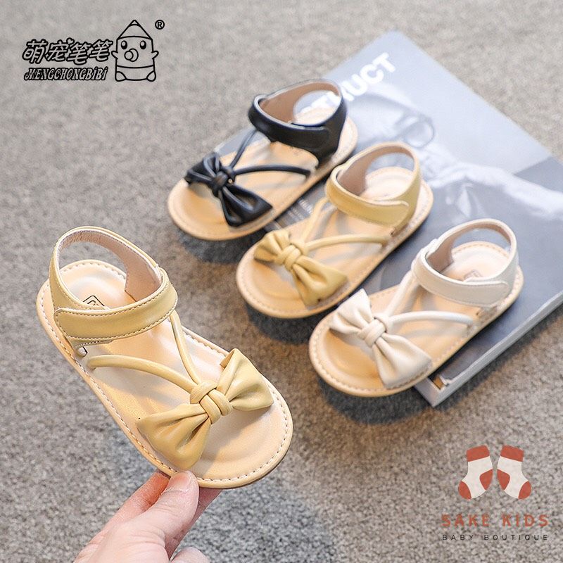 Dép sandal bé gái - Sandal quai chéo thắt nút phối Nơ cực điệu chính hãng MG Baby mềm nhẹ chống trơn trượt V736