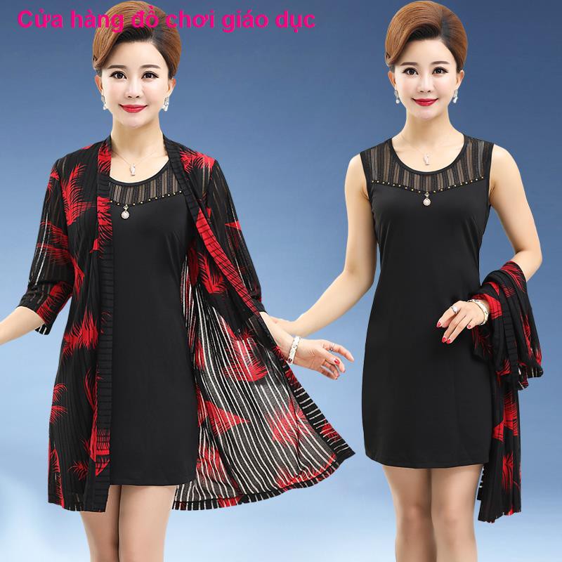 SHOP XINH Váy đầm mùa hè Khăn choàng Hai mảnh 40 tuổi 50 trung niên Bộ ren nữ dành cho