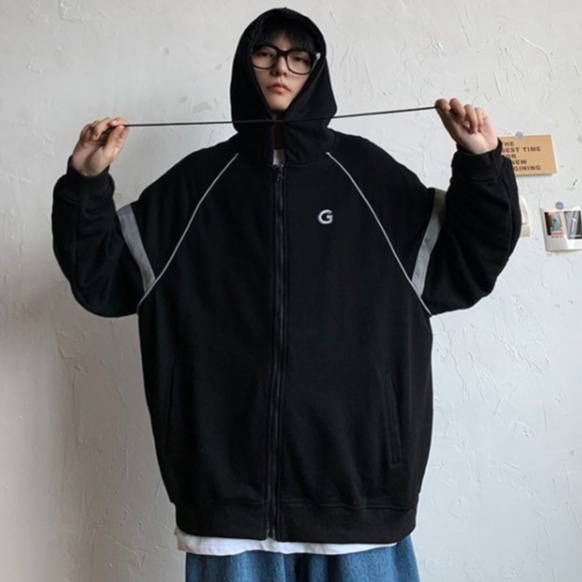 Áo Khoác Hoodie Phối Khóa Kéo áo khoác bóng chày nam Phong Cách Hàn Quốc Đơn Giản Thời Trang áo khoác varsity jacket unisex from rộng áo bóng chày nữ