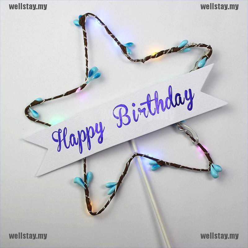 Chữ happy birthday gắn đèn led trang trí bánh kem đẹp mắt sáng tạo