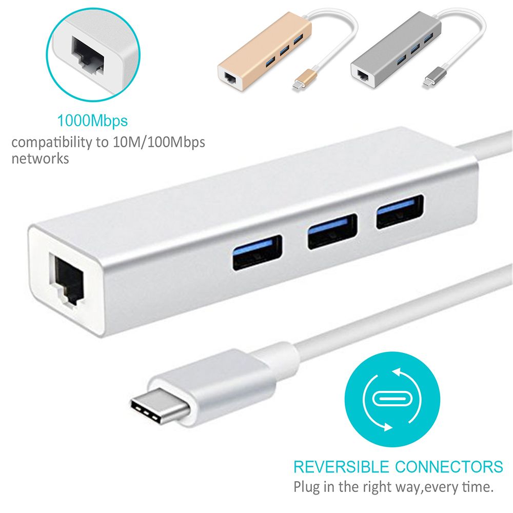 Thiết bị ngoại vi máy tính vỏ hợp kim thẻ LAN gigabit tốc độ cao cổng USB Type C đến RJ45 3 | BigBuy360 - bigbuy360.vn