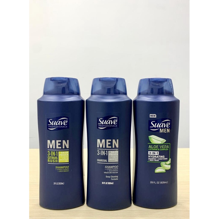 Sữa Tắm, Dầu Gội Xả NAM Suave Men 3in1 828ml