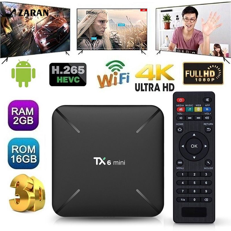 Thiết bị chuyển đổi TV thường thành smart TV tx6 mini Android 9.0 TV Box 2GB 16GB S905W 4K HD WiFi Media Player
