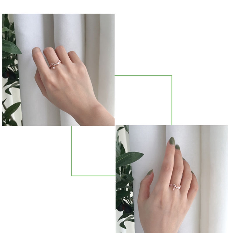 Nhẫn AHELLOGIRL phối hoa bằng zircon có thể điều chỉnh được dành cho nữ