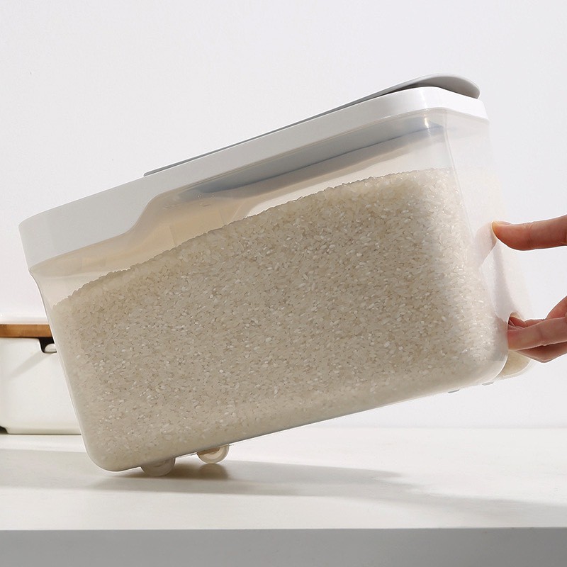 Thùng đựng gạo ngũ cốc nắp bật cao cấp có bánh xe 5-10kg