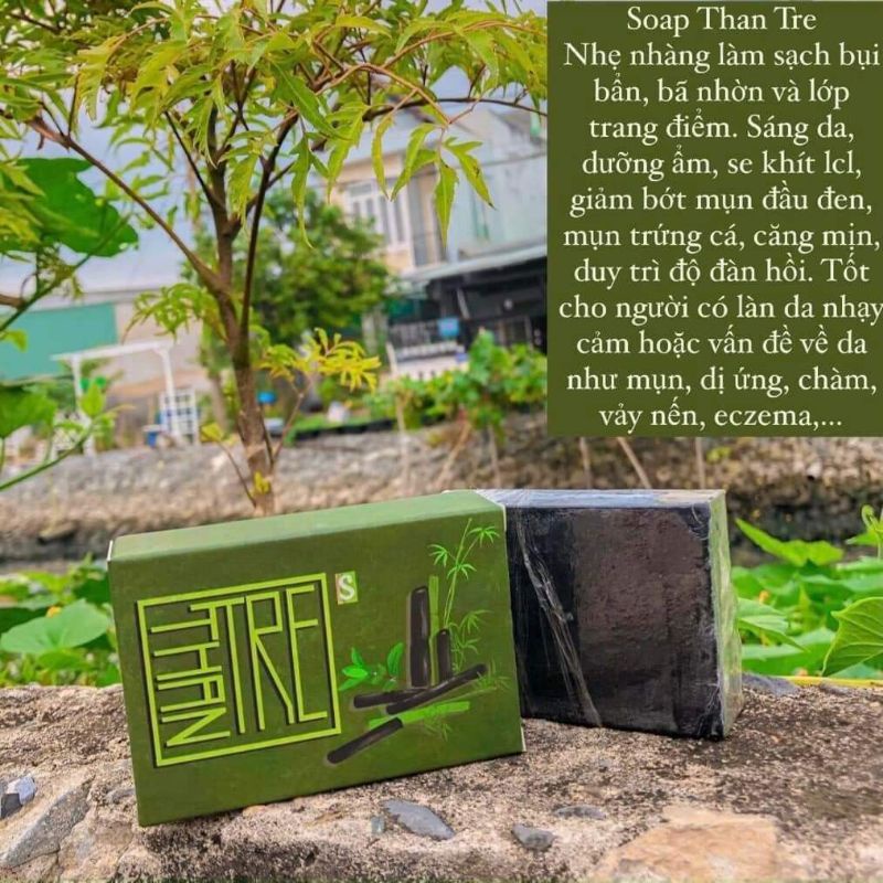 Xà bông sinh dược than tre 100gr - giúp giảm mụn đầu đen , tẩy tế bào chết
